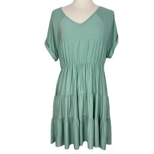Umgee Plus Mint Green Tiered Babydoll Dress